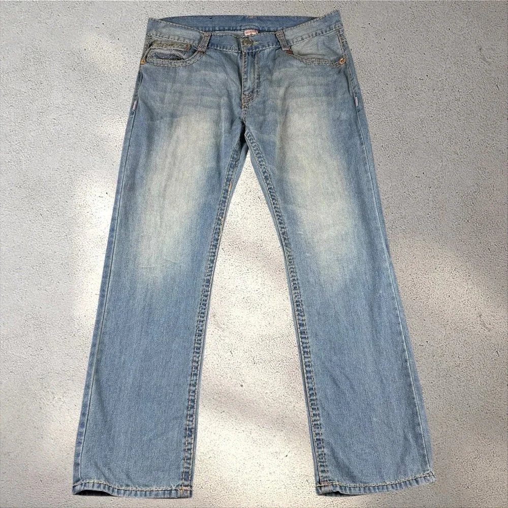 True Religion Billy Super T Jeans Mens 40x33 Blue Made‎ USA Distressed Bootcut